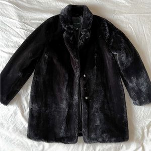 NEW LOOK Black Faux Fur Coat w/ Pockets